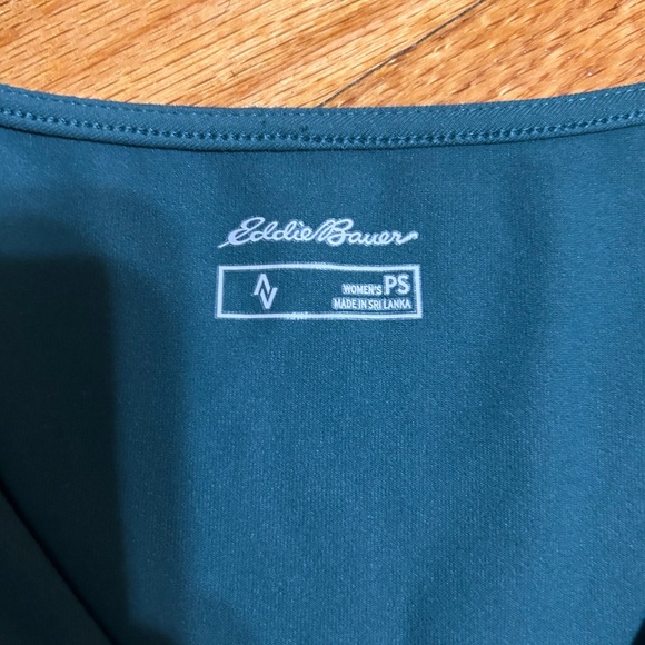 Eddie Bauer Aster 7 Day Crossover Waist Dress Moisture Green Size Small Petite - Picture 3 of 10